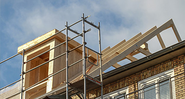 a loft under construction for a loft conversion