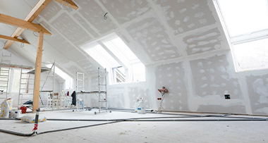 the interior of a home being refurbished